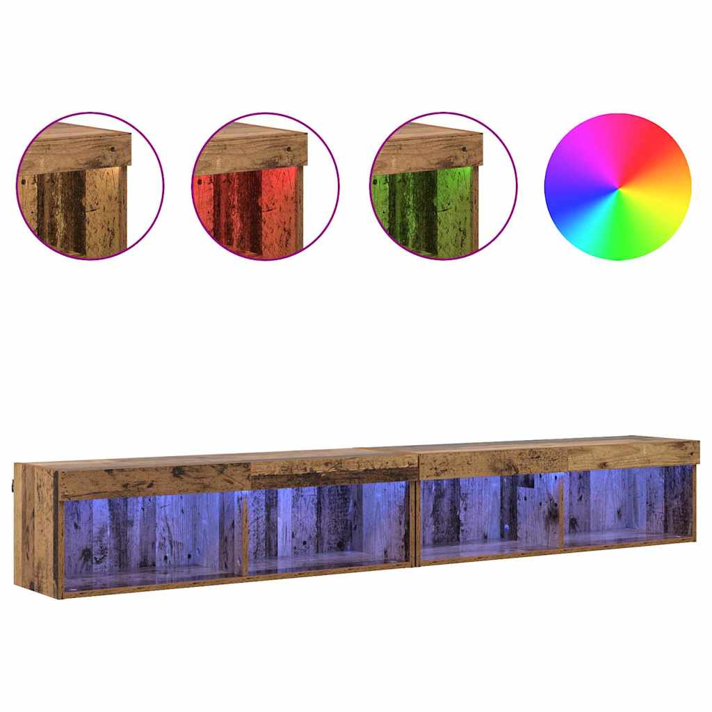 vidaXL TV Cabinet Set 2 pcs Old Wood Engineered Wood 4