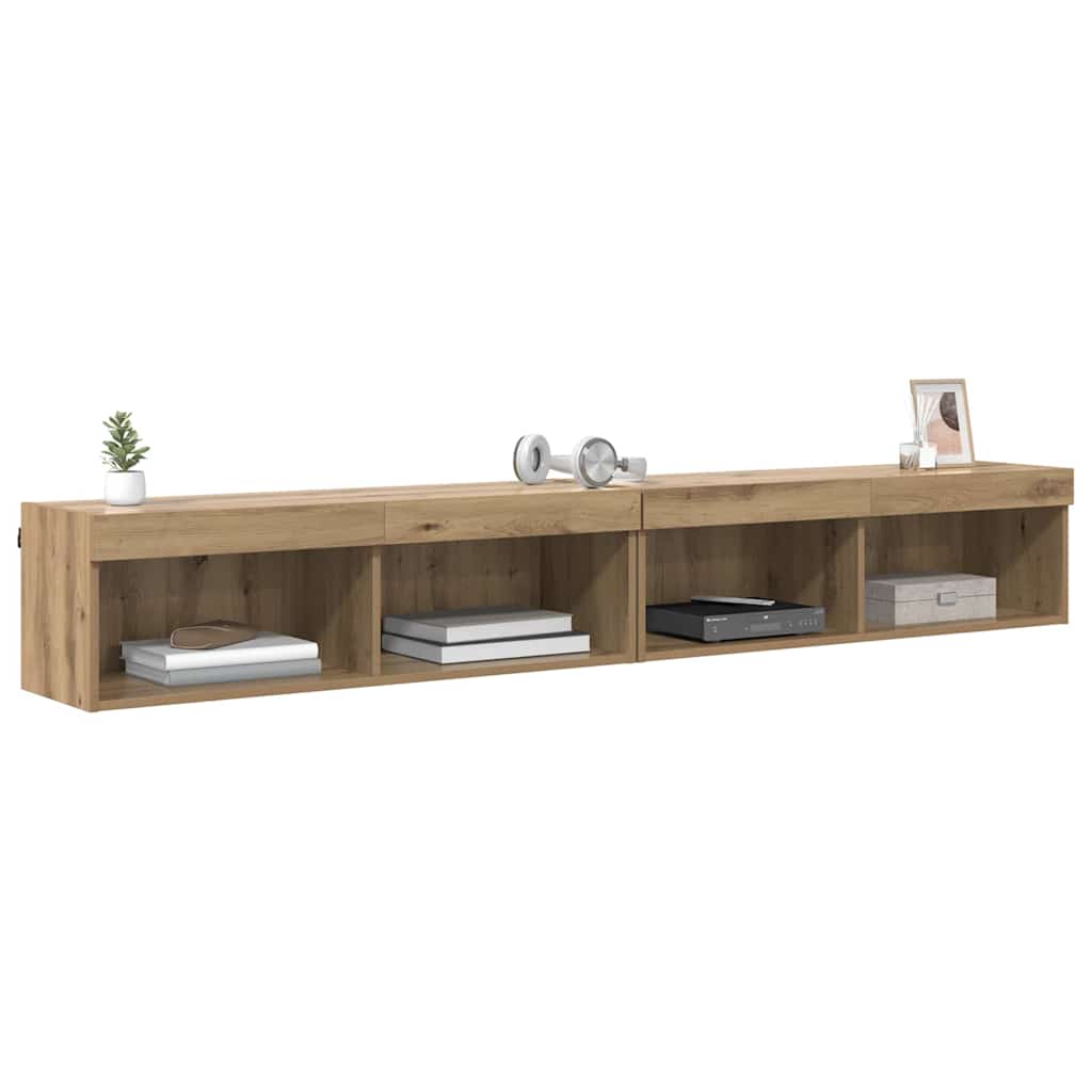 vidaXL TV Cabinet Set 2 pcs Artisan Oak Engineered Wood 3