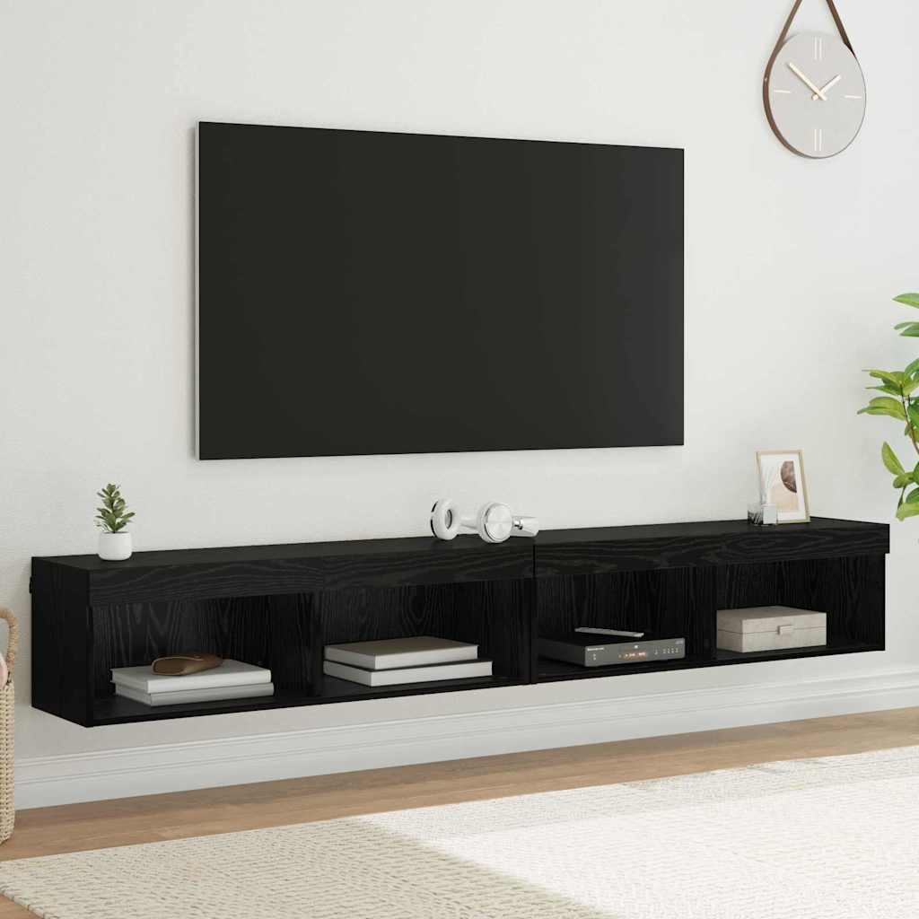 vidaXL TV Cabinet Set with LED Lights 100x30x30 cm 2 pcs