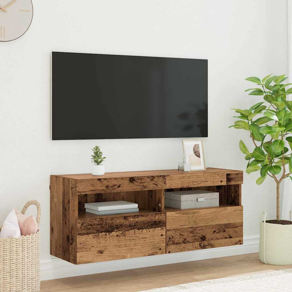 vidaXL TV Wall Cabinet 100 x 30 x 40 cm Old Wood Engineered Wood 1