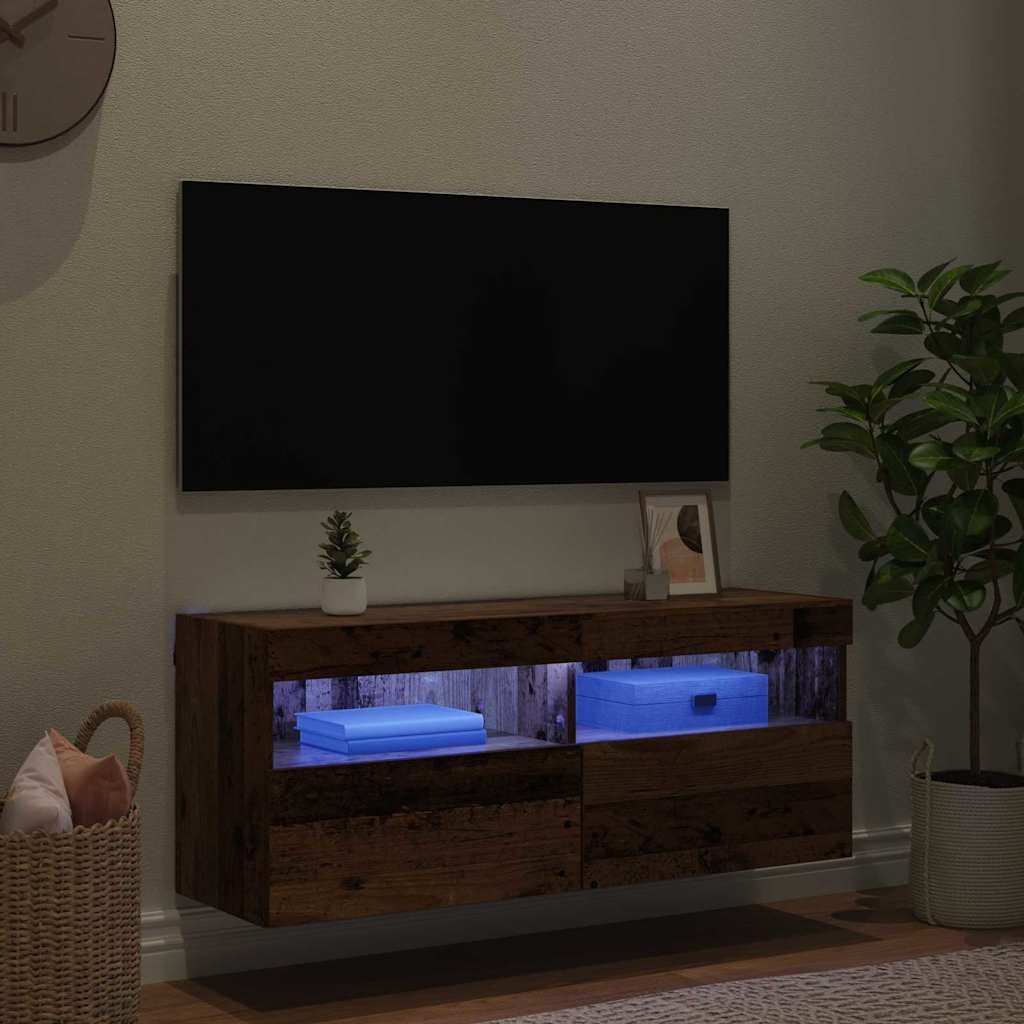 vidaXL TV Wall Cabinet 100 x 30 x 40 cm Old Wood Engineered Wood 5