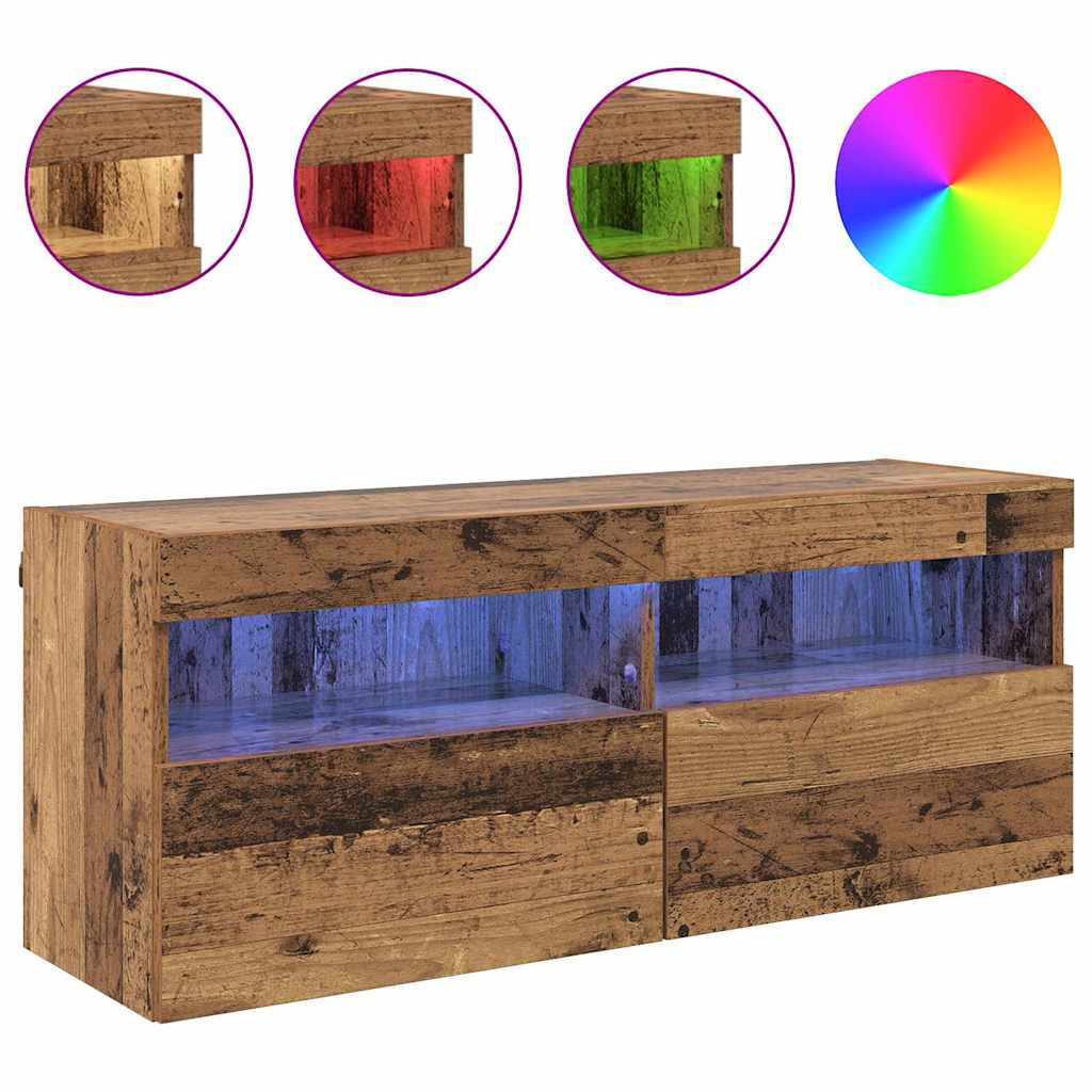 vidaXL TV Wall Cabinet 100 x 30 x 40 cm Old Wood Engineered Wood 4