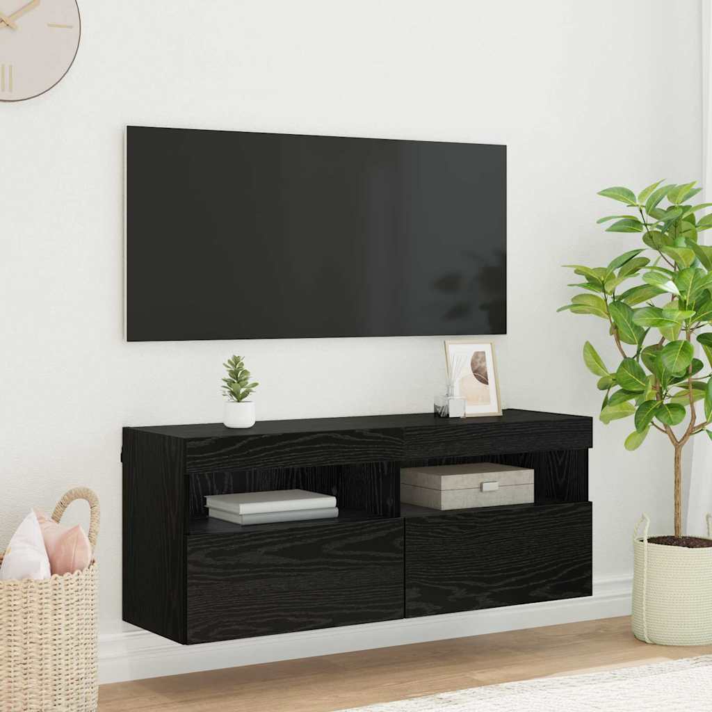 vidaXL TV Wall Cabinet with LED Lights 100x30x40 cm