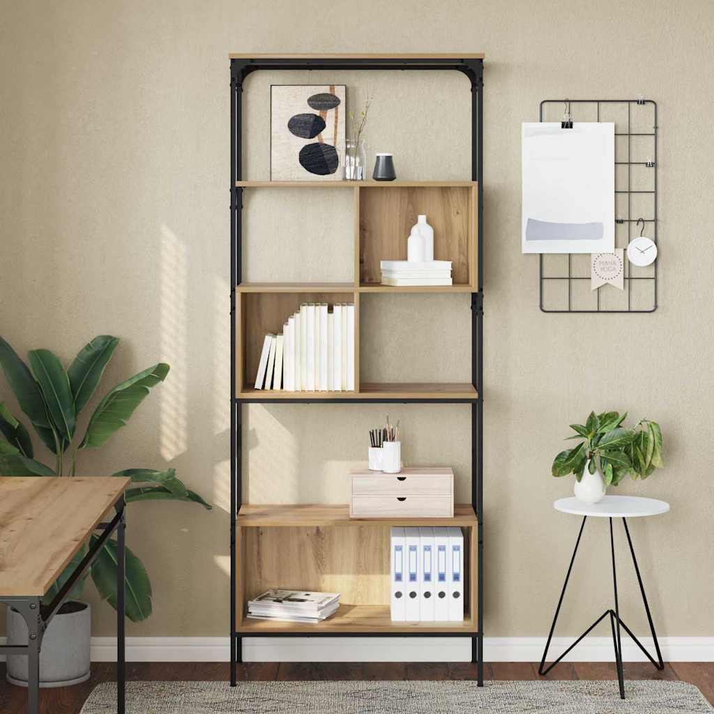 vidaXL Bookcase 7-Tier 76 x 33 x 188.5 cm Engineered Wood Artisan Oak 4