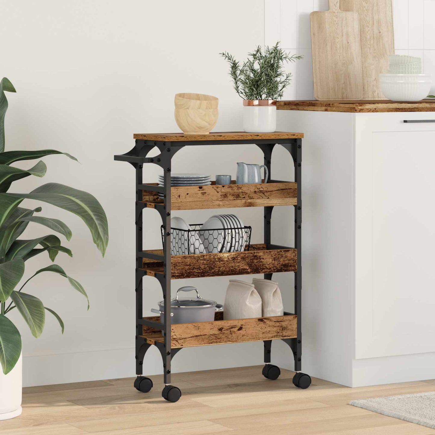 vidaXL Kitchen Trolley Old Wood 53 x 20 x 76 cm Engineered Wood 1