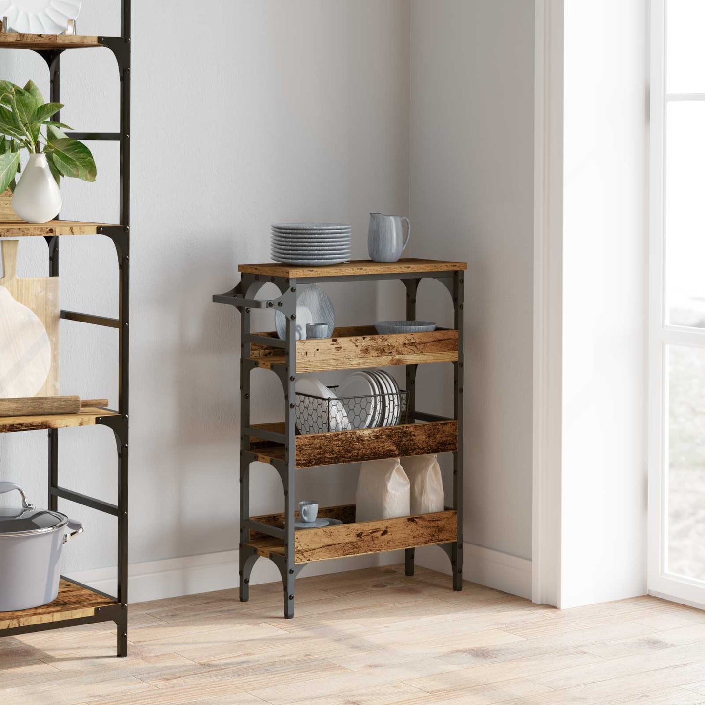 vidaXL Kitchen Trolley Old Wood 53 x 20 x 76 cm Engineered Wood 4