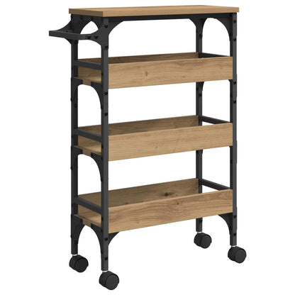 vidaXL Kitchen Trolley Artisan Oak 53 x 20 x 76 cm Engineered Wood 2
