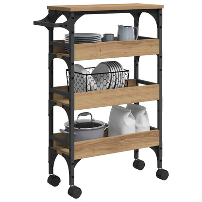 vidaXL Kitchen Trolley Artisan Oak 53 x 20 x 76 cm Engineered Wood 3