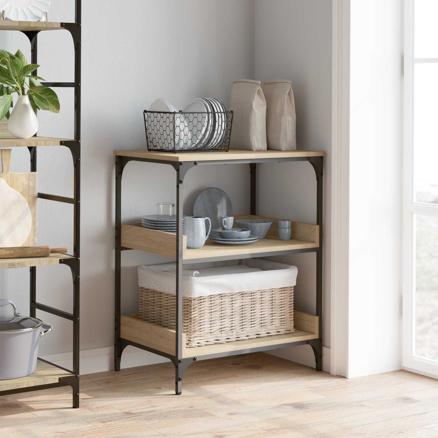 vidaXL Kitchen Trolley Sonoma Oak 60 x 41 x 80.5 cm Engineered Wood 4