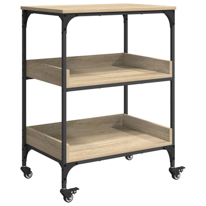 vidaXL Kitchen Trolley Sonoma Oak 60 x 41 x 80.5 cm Engineered Wood 2