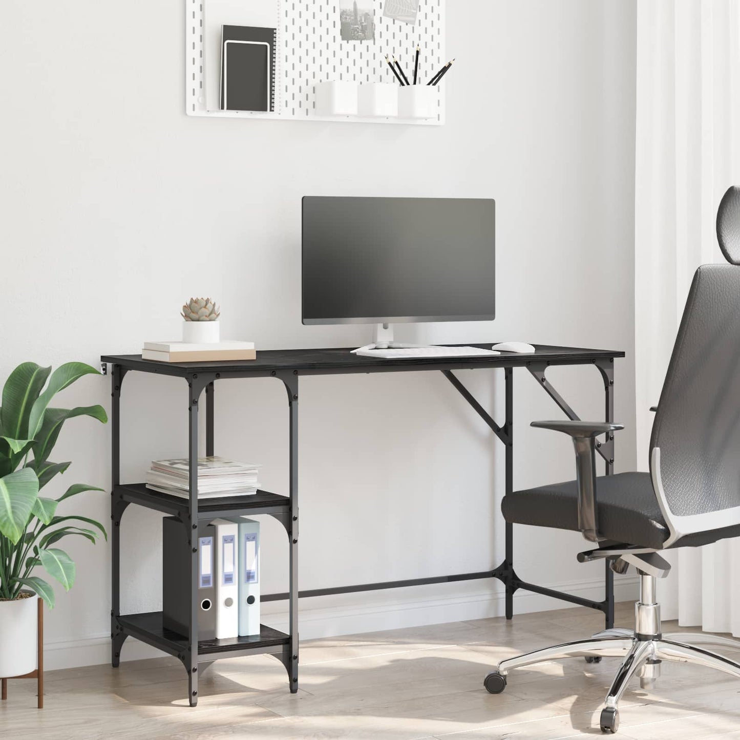 vidaXL Desk Black Oak 120 x 50 x 75 cm Engineered Wood 1