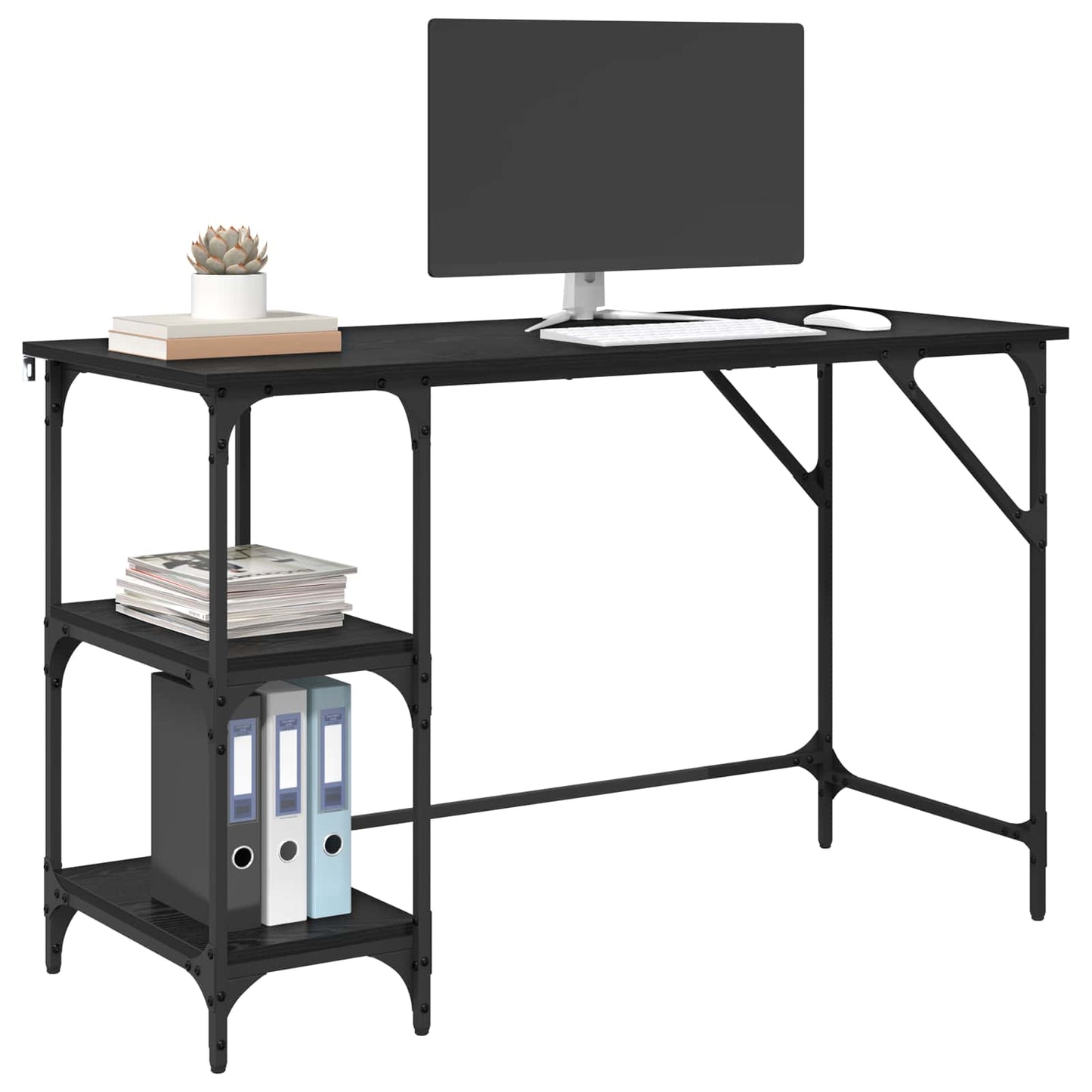 vidaXL Desk Black Oak 120 x 50 x 75 cm Engineered Wood 3