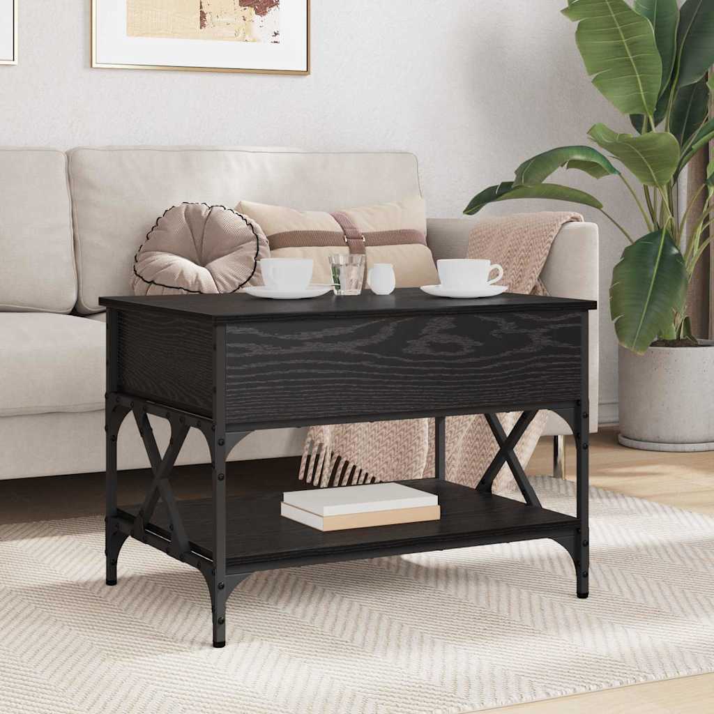vidaXL Coffee Table Black Oak 70x50x50cm Engineered Wood 4