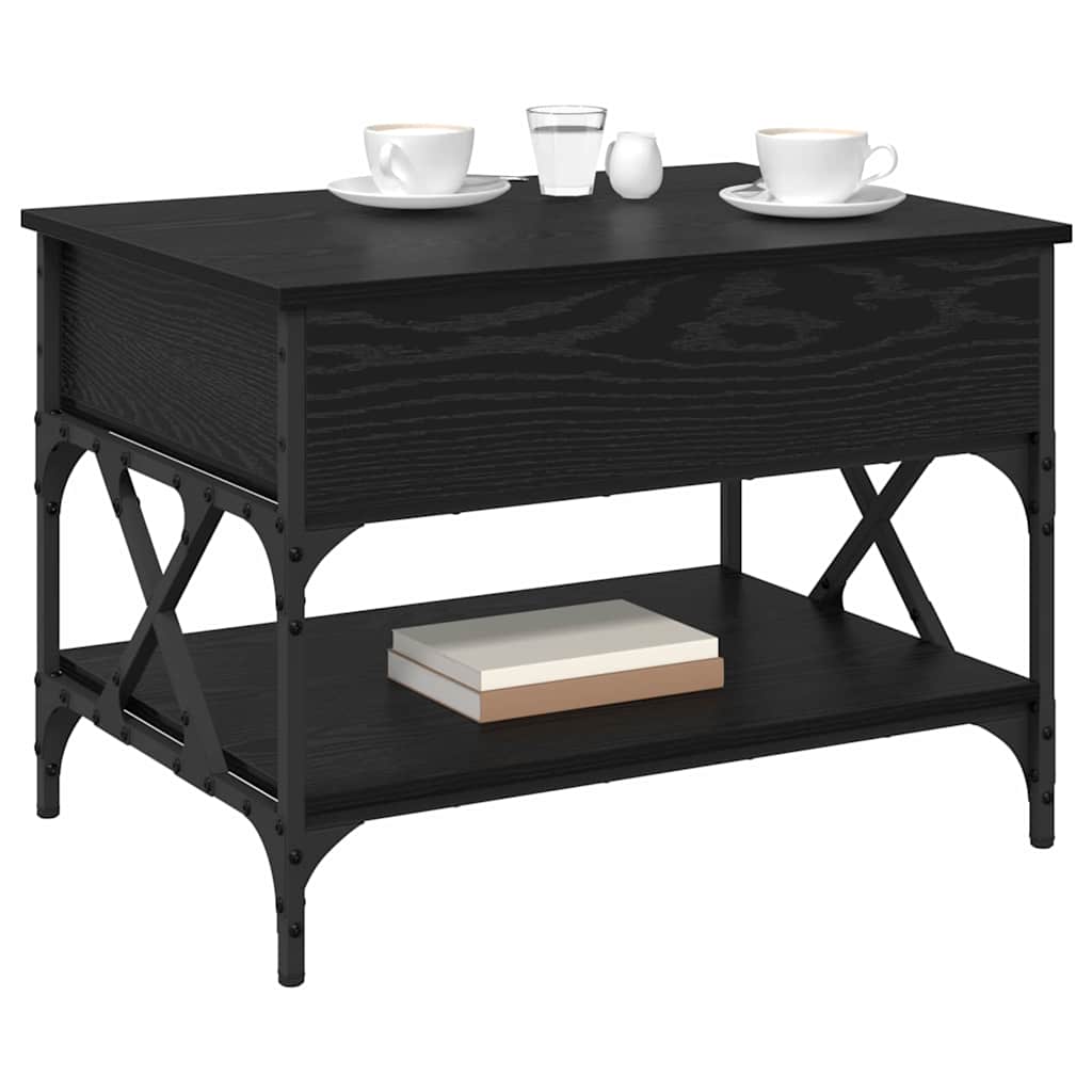 vidaXL Coffee Table Black Oak 70x50x50cm Engineered Wood 3