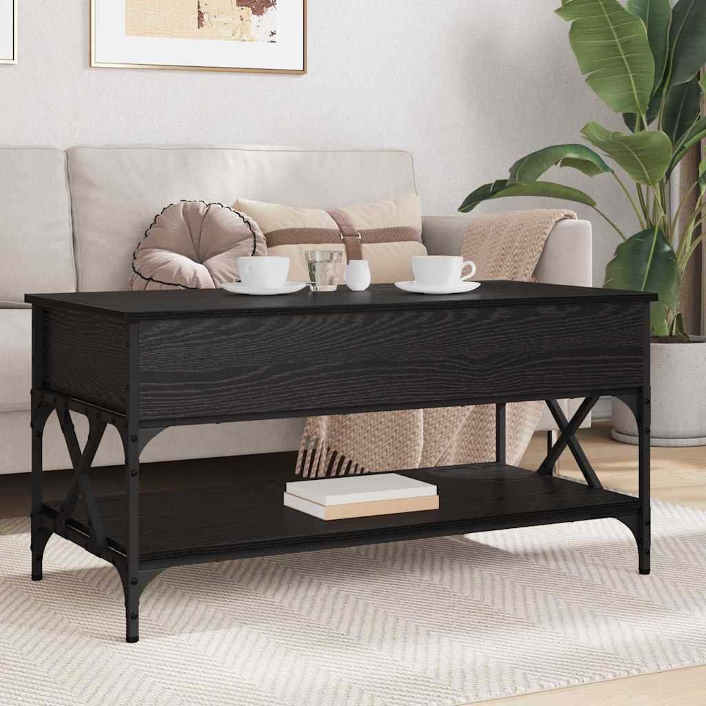 vidaXL Coffee Table Black Oak 100 x 50 x 50 cm Engineered Wood 4