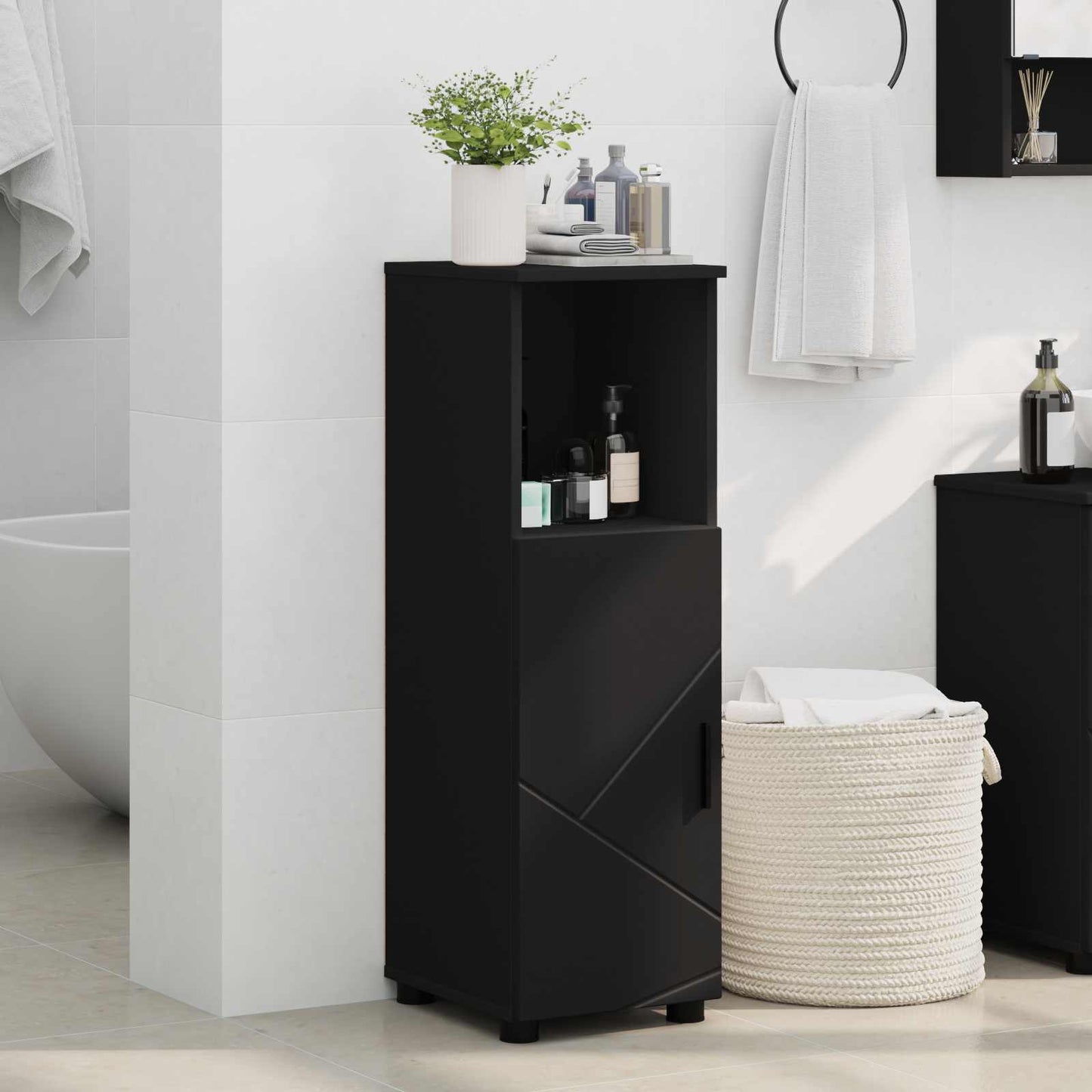 vidaXL Bathroom Cabinet Black 30 x 35 x 95 cm Engineered wood, Metal 4