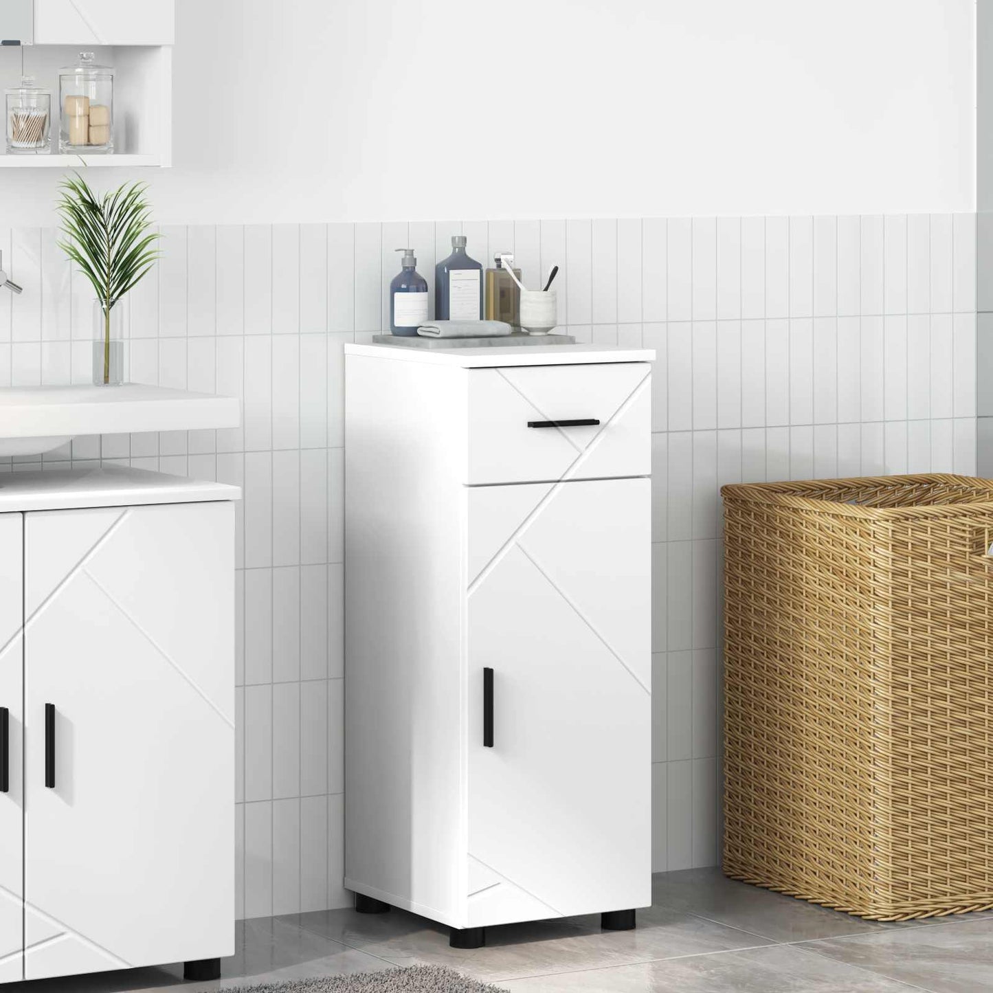 vidaXL Bathroom Cabinet White 30 x 35 x 80 cm Engineered wood, Metal 1