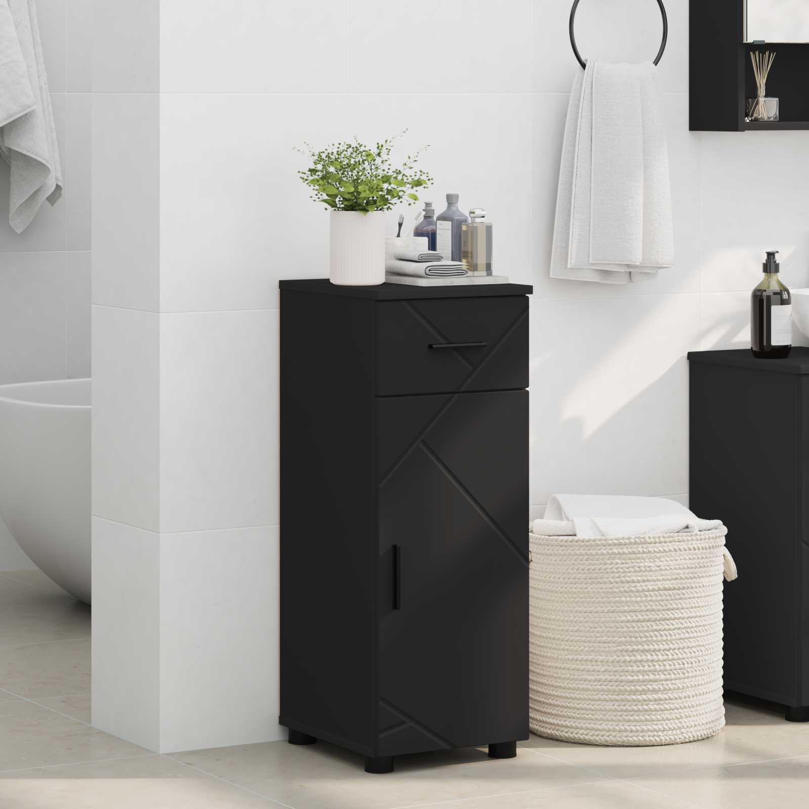vidaXL Bathroom Cabinet Black 30 x 35 x 80 cm Engineered wood, Metal 4
