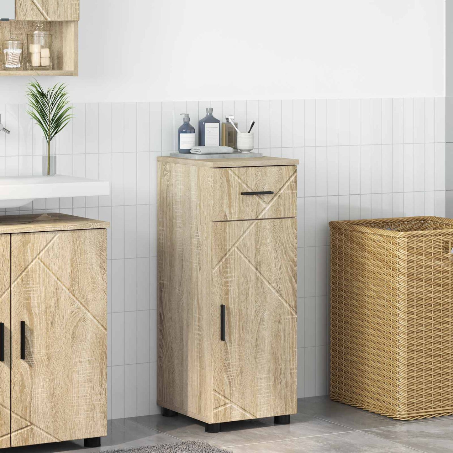vidaXL Bathroom Cabinet Sonoma Oak 30 x 35 x 80 cm 1