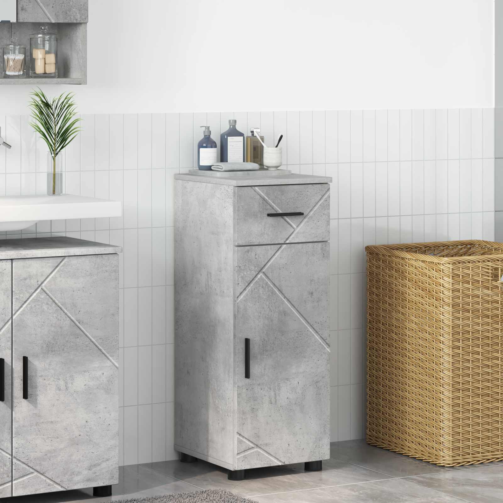 vidaXL Bathroom Cabinet Concrete Grey 30 x 35 x 80 cm 1