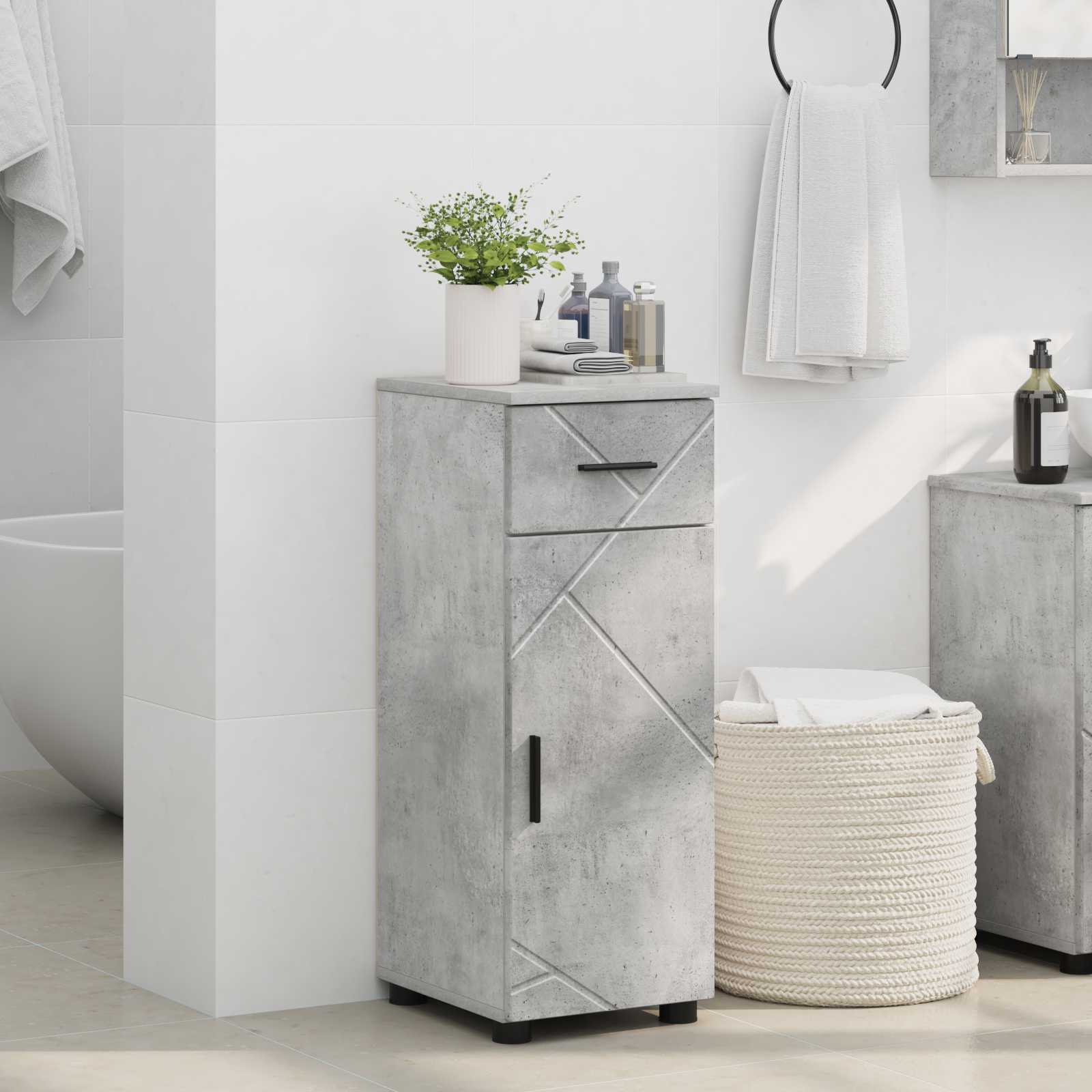 vidaXL Bathroom Cabinet Concrete Grey 30 x 35 x 80 cm 4