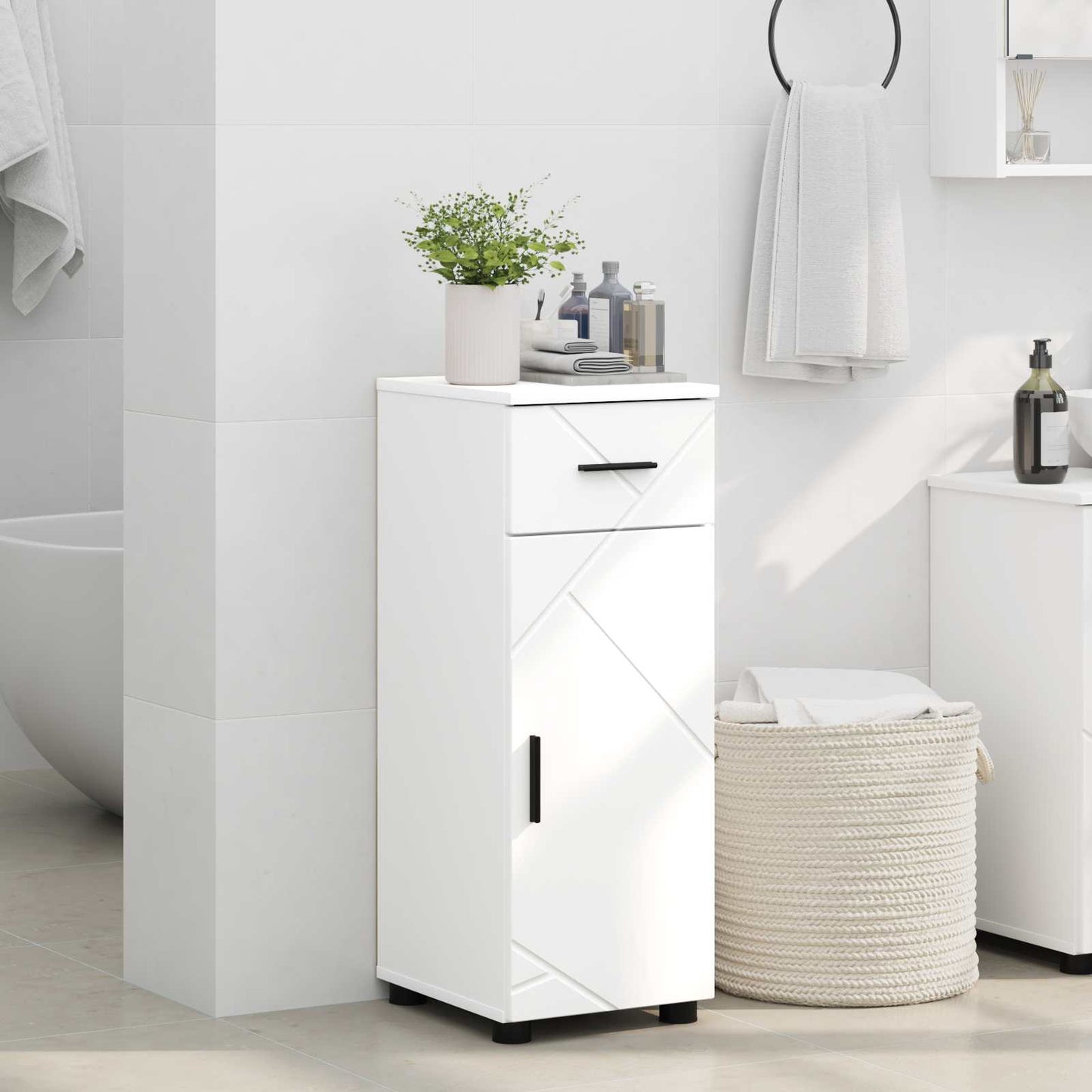 vidaXL Bathroom Cabinet High Gloss White 30 x 35 x 80 cm 4