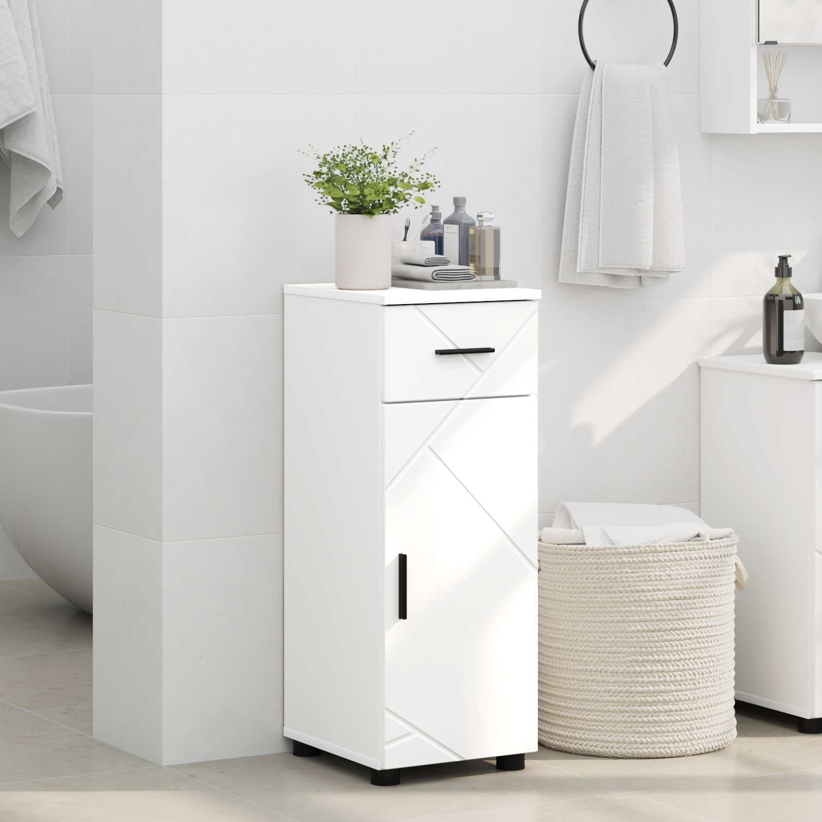 vidaXL Bathroom Cabinet High Gloss White 30 x 35 x 80 cm 4