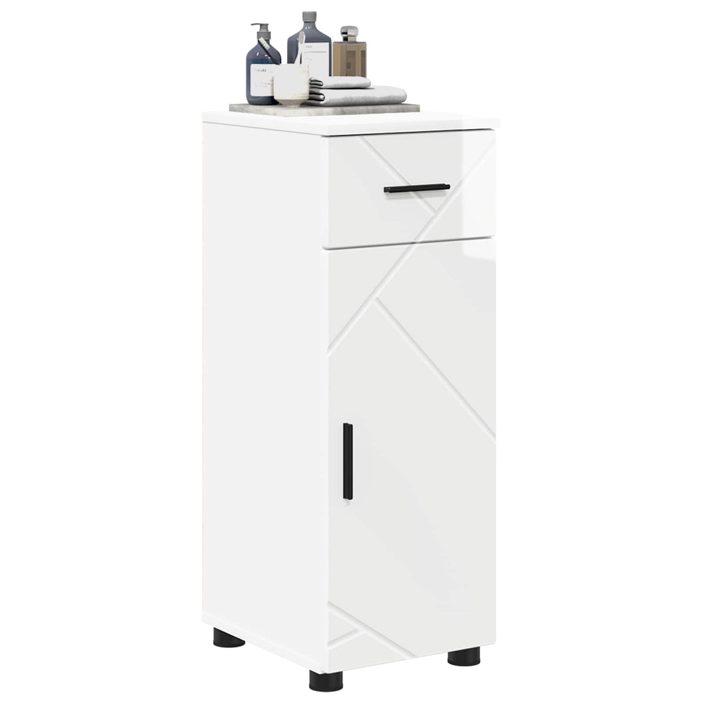 vidaXL Bathroom Cabinet High Gloss White 30 x 35 x 80 cm 3