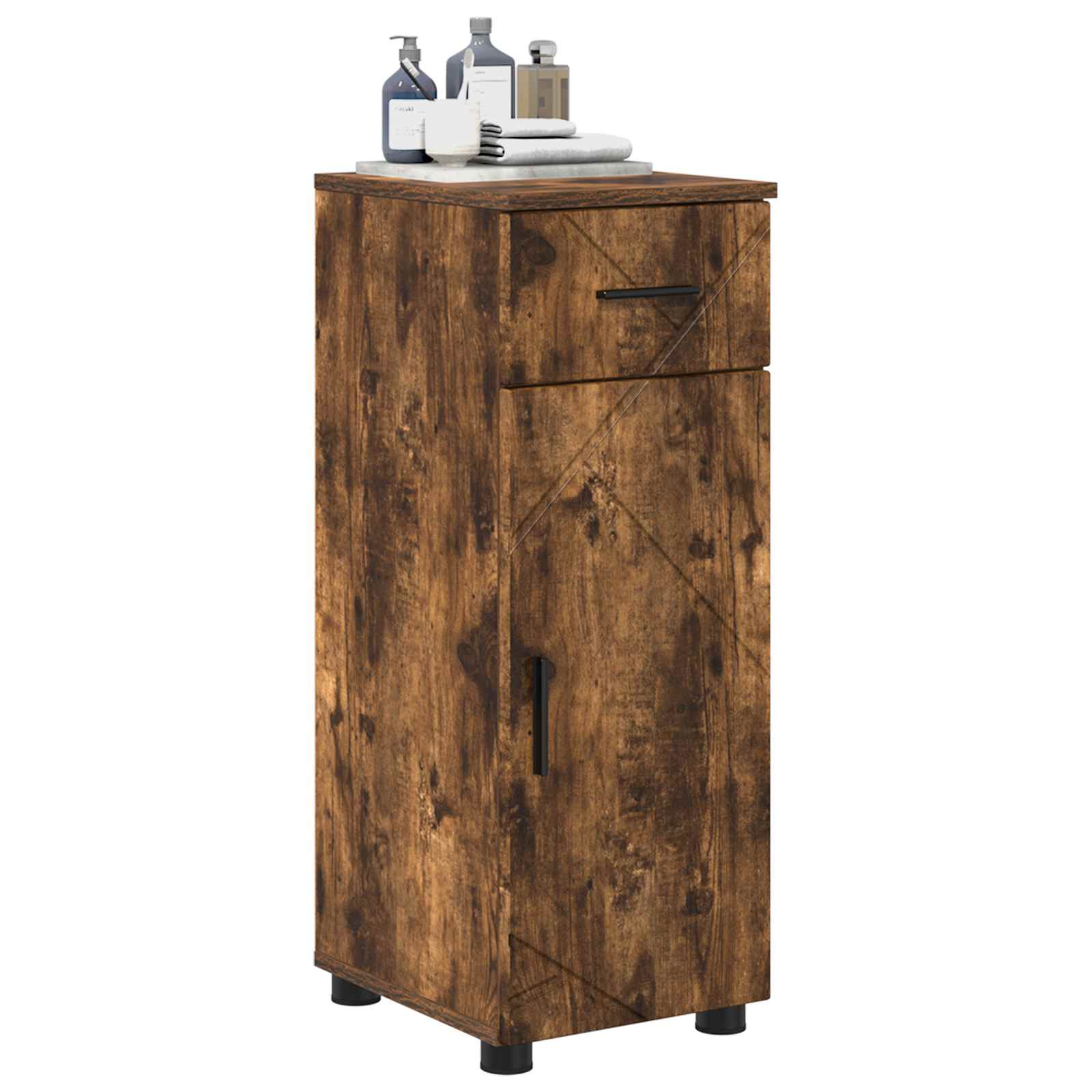 vidaXL Bathroom Cabinet Smoked Oak 30 x 35 x 80 cm 3