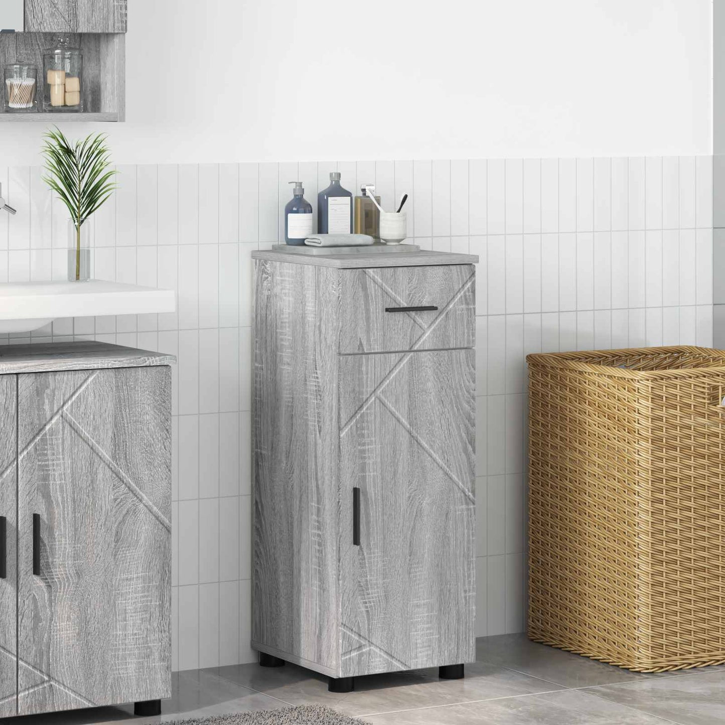 vidaXL Bathroom Cabinet Grey Sonoma 30 x 35 x 80 cm 1