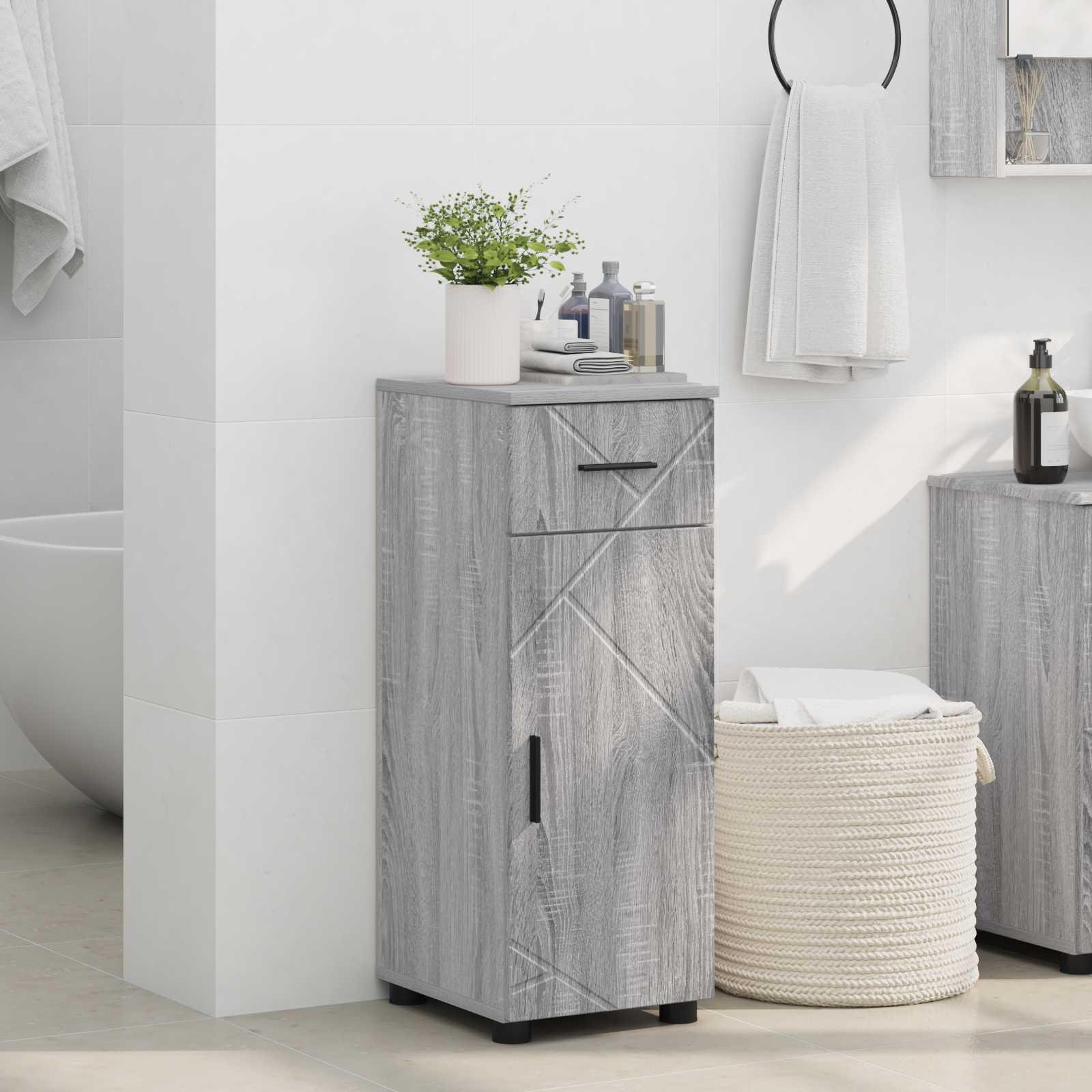 vidaXL Bathroom Cabinet Grey Sonoma 30 x 35 x 80 cm 4