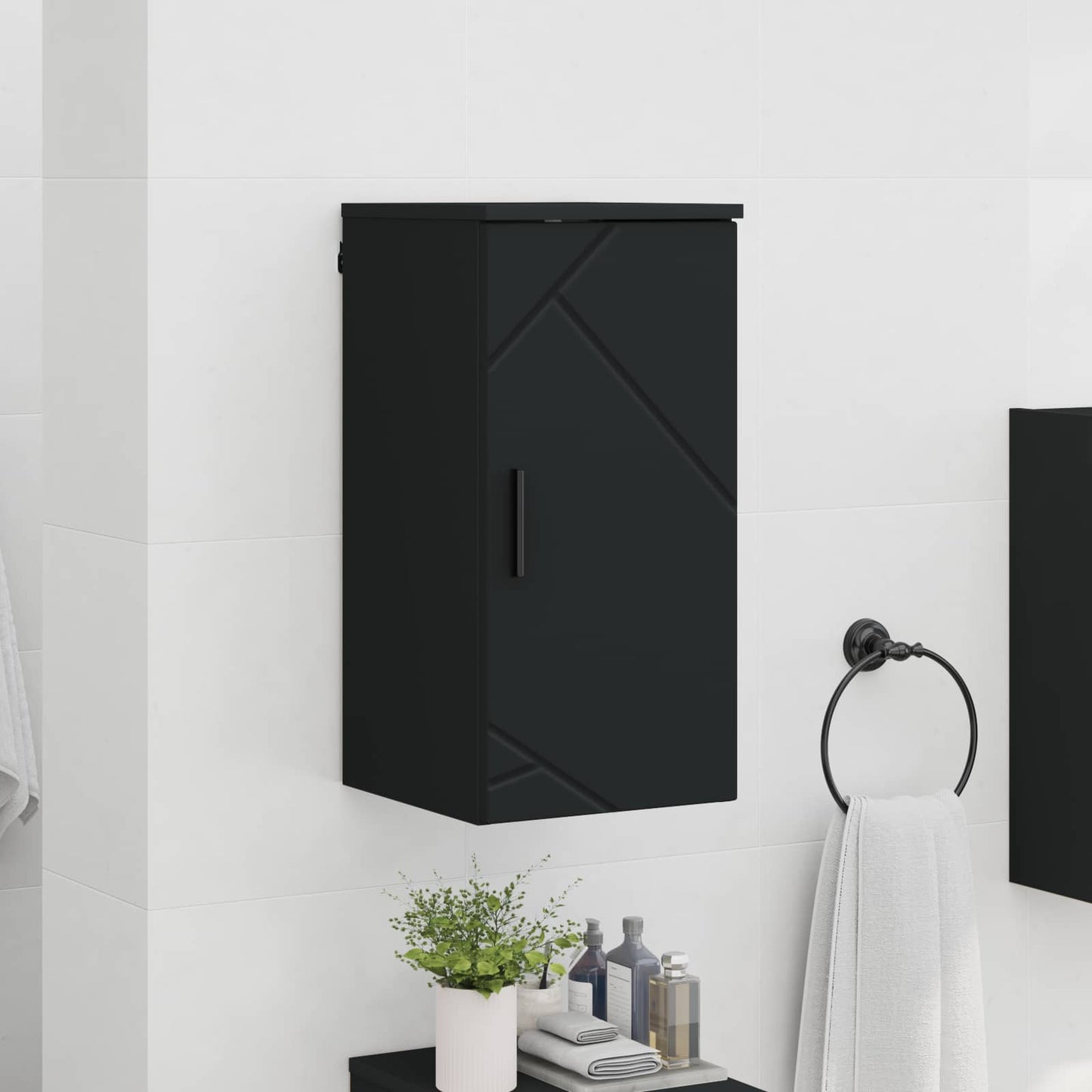 vidaXL Bathroom Cabinet Black 30 x 31.5 x 61 cm Engineered wood, Metal 4