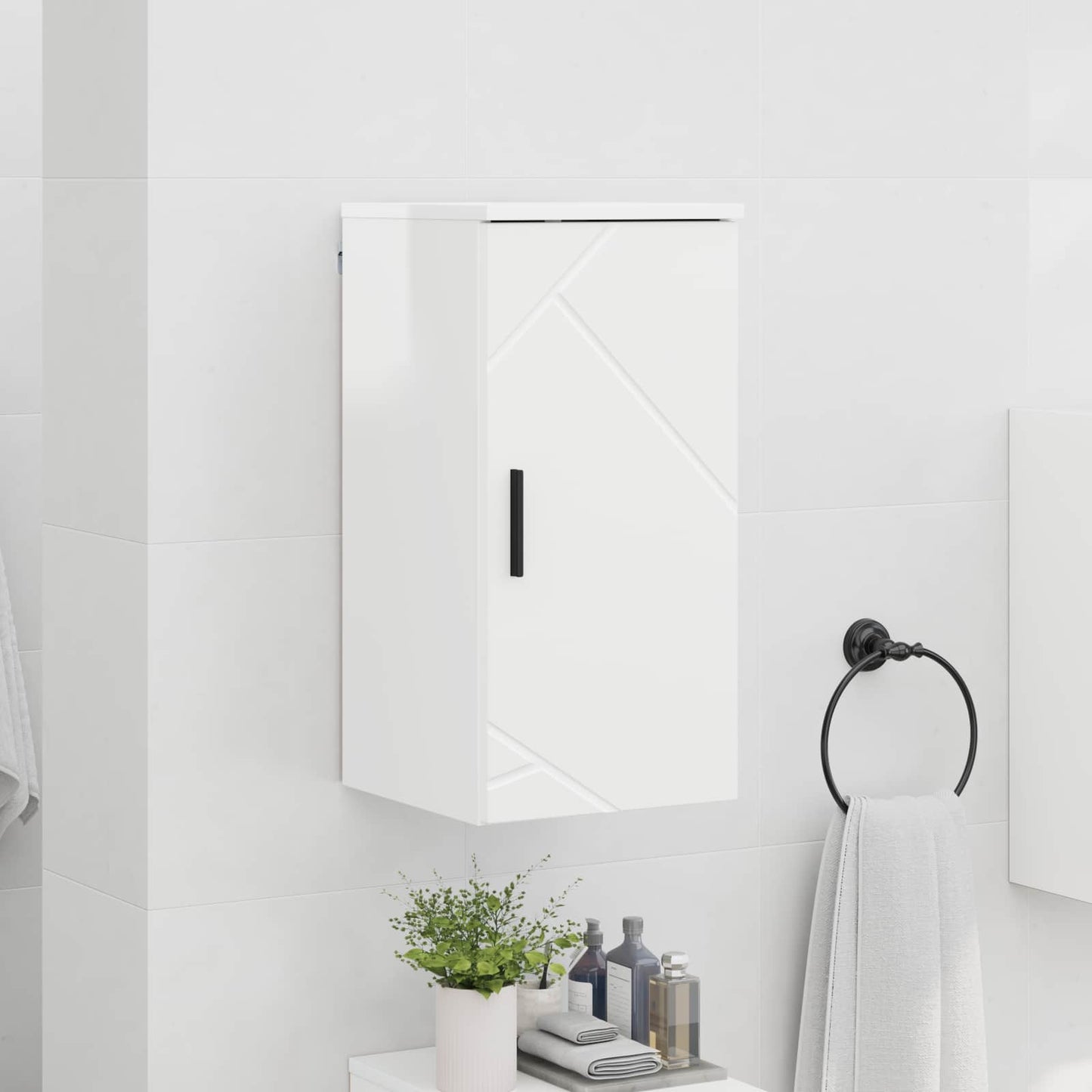 vidaXL Bathroom Cabinet High Gloss White 30 x 31.5 x 61 cm 4