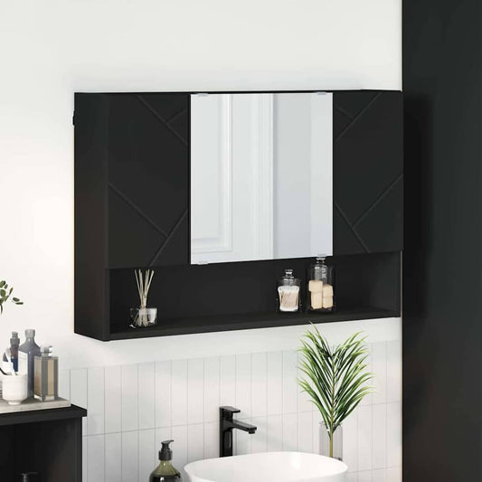 Mirror Cabinet 80 x 17 x 55 cm Engineered Wood Black