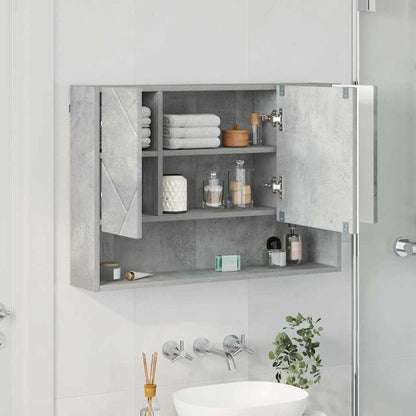 vidaXL Mirror Cabinet Concrete Grey 80 x 17 x 55 cm Engineered Wood 4