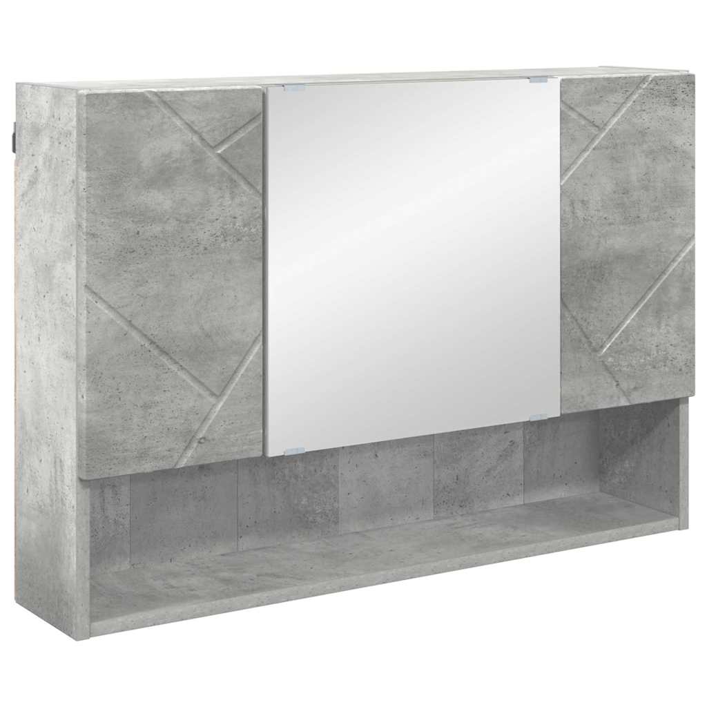 vidaXL Mirror Cabinet Concrete Grey 80 x 17 x 55 cm Engineered Wood 2