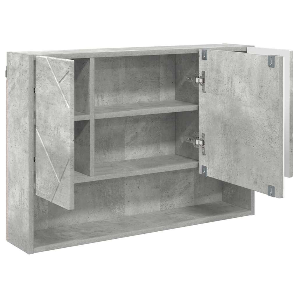 vidaXL Mirror Cabinet Concrete Grey 80 x 17 x 55 cm Engineered Wood 5