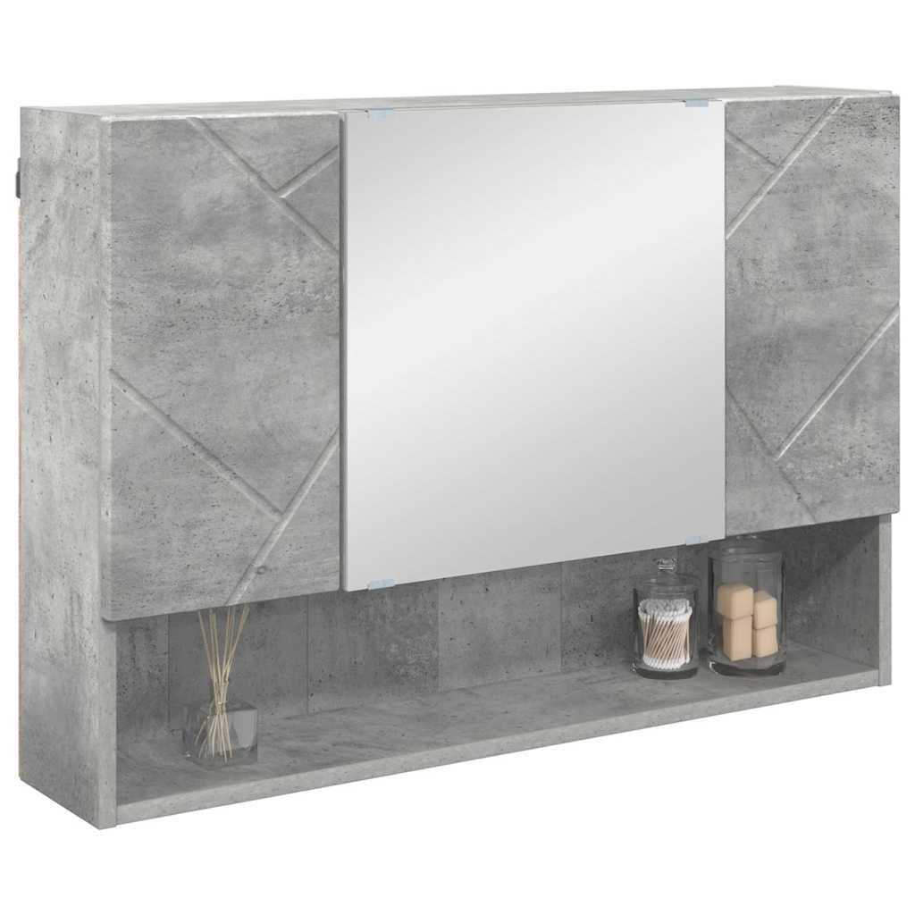 vidaXL Mirror Cabinet Concrete Grey 80 x 17 x 55 cm Engineered Wood 3