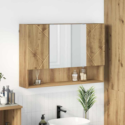 Mirror Cabinet 80 x 17 x 55 cm Engineered Wood Artisan oak