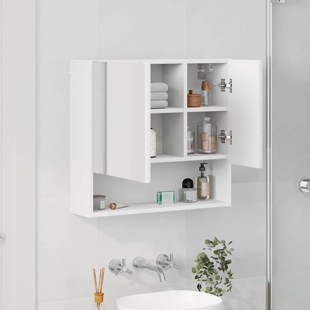 vidaXL Mirror Cabinet White 59 x 17 x 55 cm Engineered Wood 4