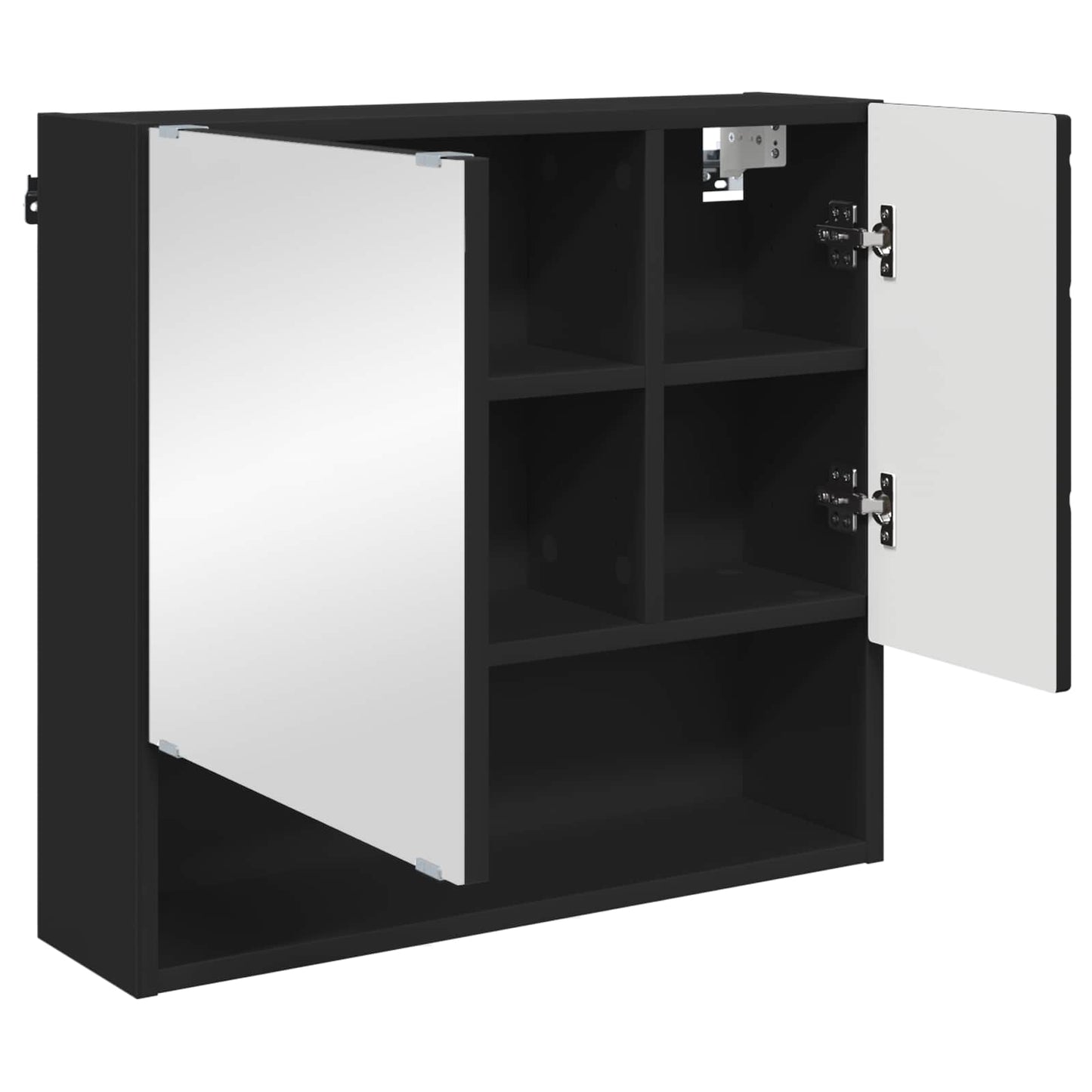 vidaXL Mirror Cabinet Black 59 x 17 x 55 cm Engineered Wood 5