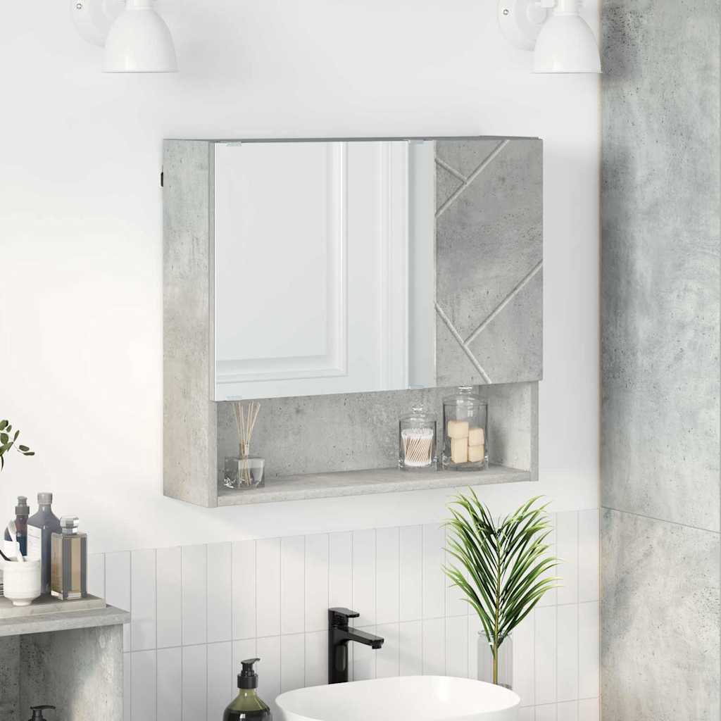 vidaXL Mirror Cabinet Concrete Grey 59 x 17 x 55 cm Engineered Wood 1