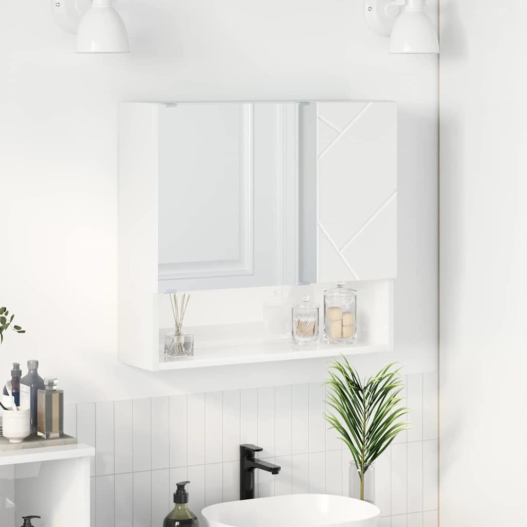 vidaXL Mirror Cabinet High Gloss White 59 x 17 x 55 cm Engineered Wood 1