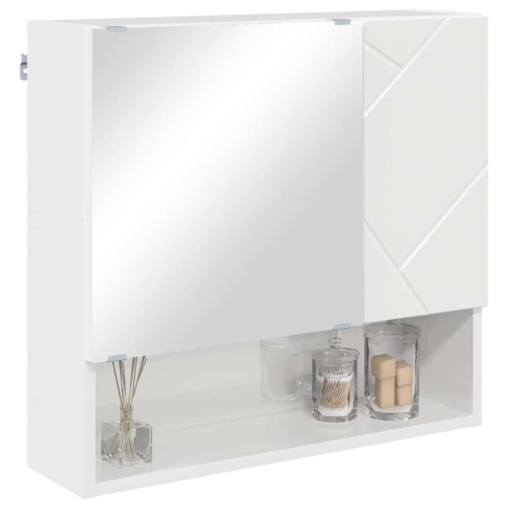 vidaXL Mirror Cabinet High Gloss White 59 x 17 x 55 cm Engineered Wood 3