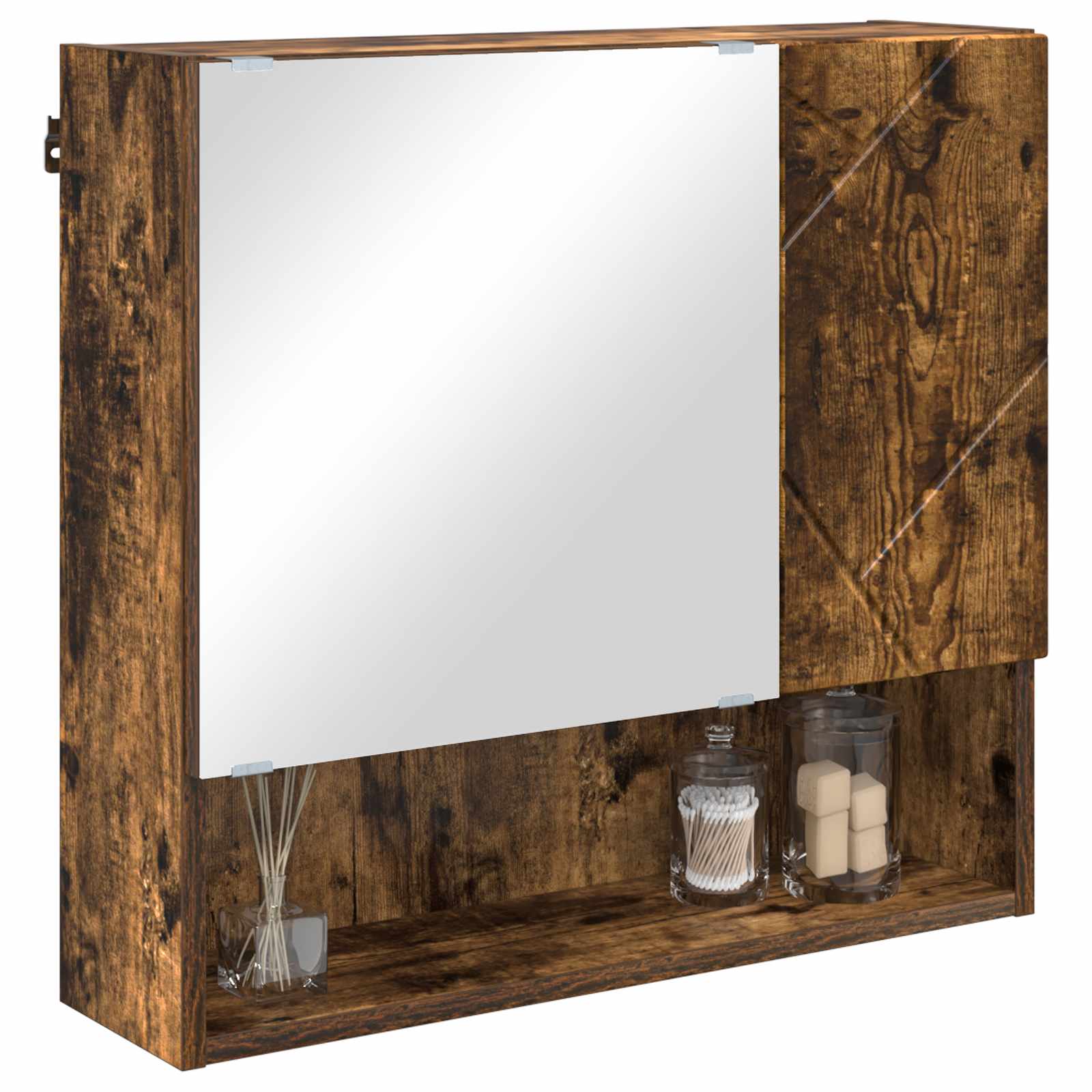 vidaXL Mirror Cabinet Smoked Oak 59 x 17 x 55 cm Engineered Wood 3