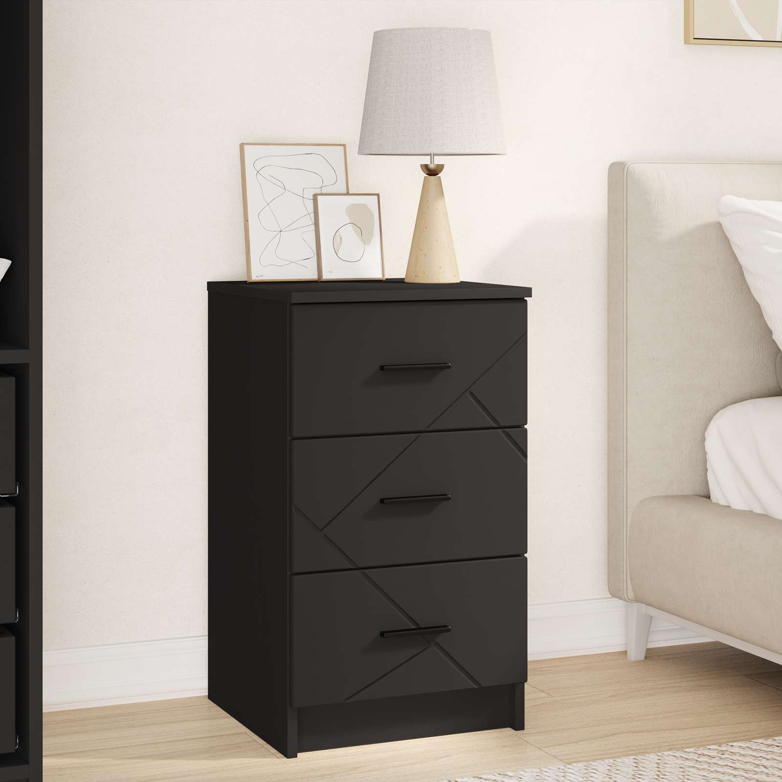 vidaXL Bedside Cabinet Black 38 x 38 x 66 cm Engineered wood 1