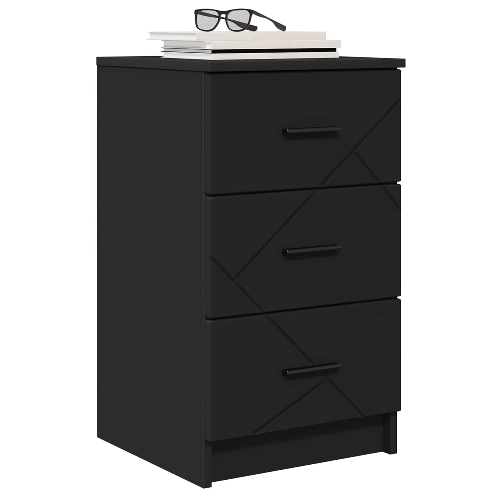 vidaXL Bedside Cabinet Black 38 x 38 x 66 cm Engineered wood 3
