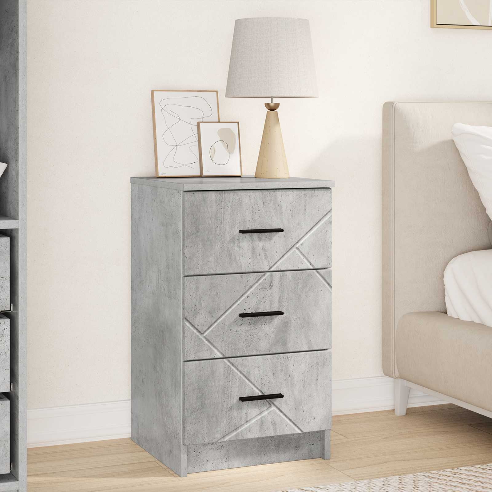 vidaXL Bedside Cabinet Concrete grey 38 x 38 x 66 cm Engineered wood 1