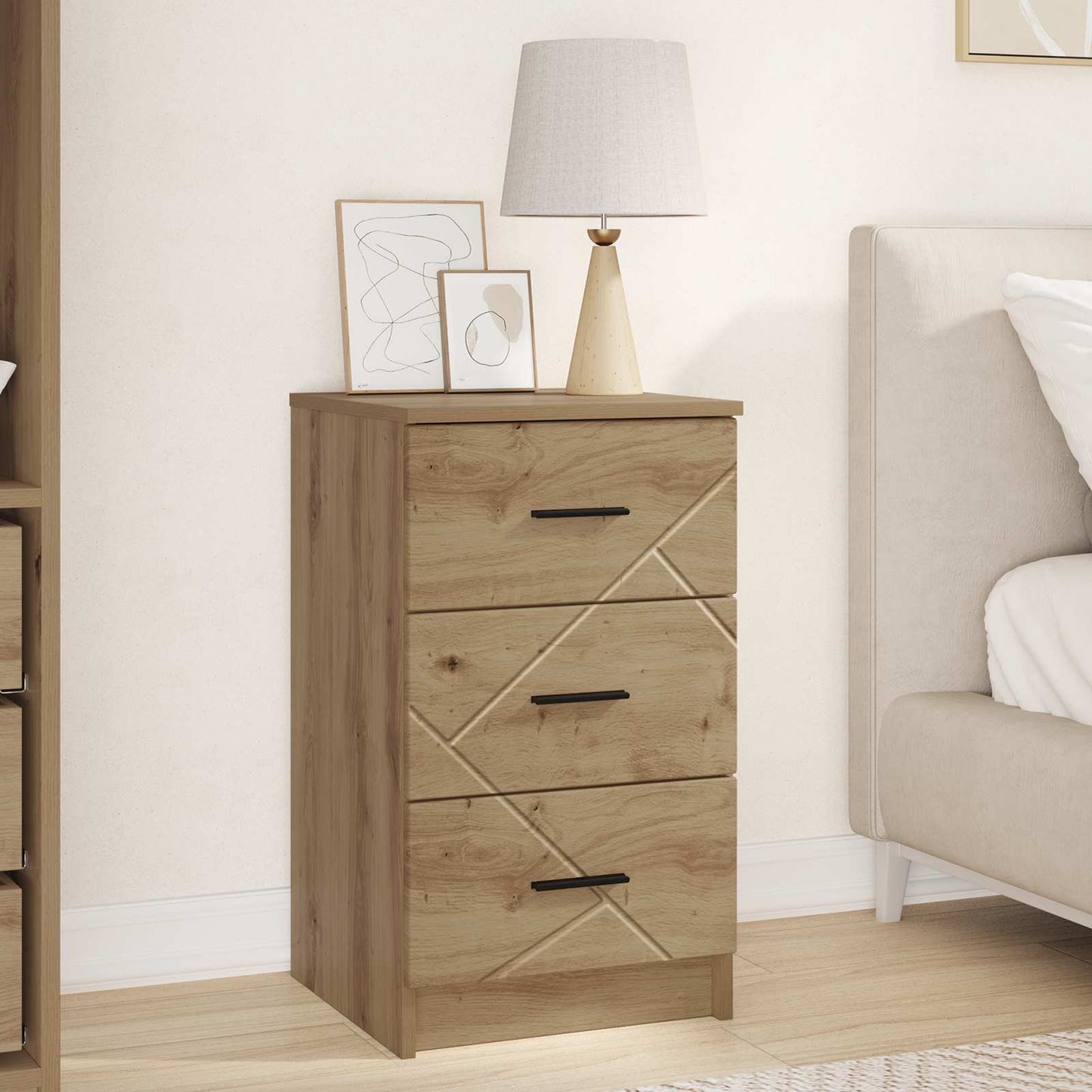 vidaXL Bedside Cabinet Artisan oak 38 x 38 x 66 cm Engineered wood 1