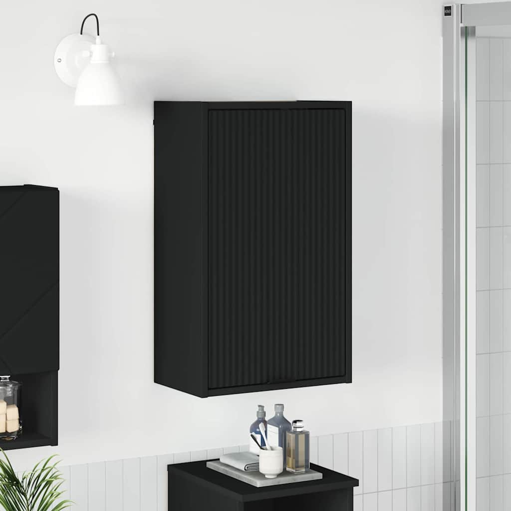 vidaXL Bathroom Cabinet Wall-mounted with Door Black 39 x 23.5 x 65 cm 1